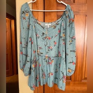 MAURICES XXL Women’s Teal Floral Babydoll Top